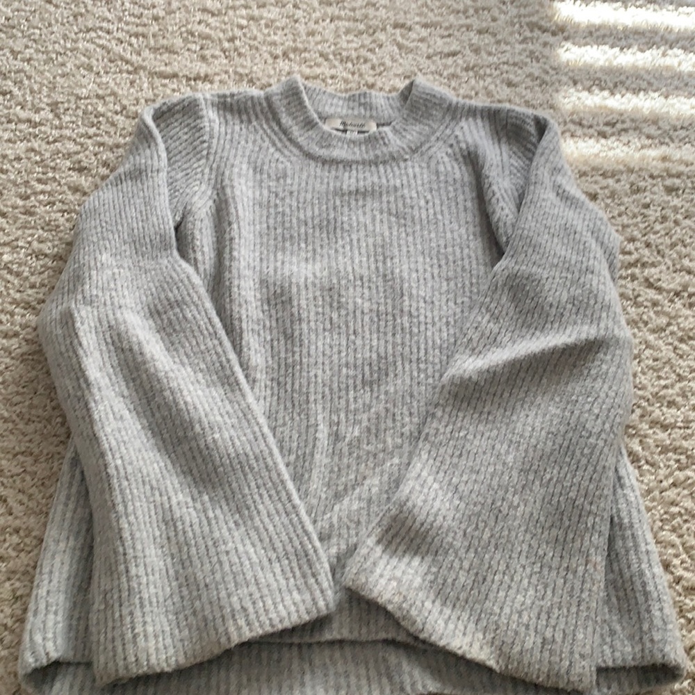 Madewell Gray Ribbed Crew Neck Sweater